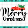 Merry Christmas Red Truck And Trees Svg