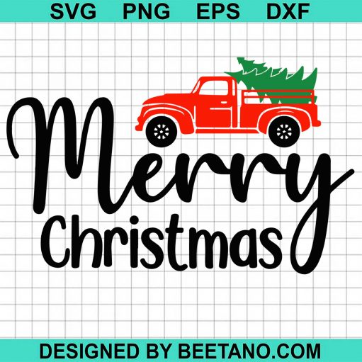 Merry Christmas Red Truck And Trees svg