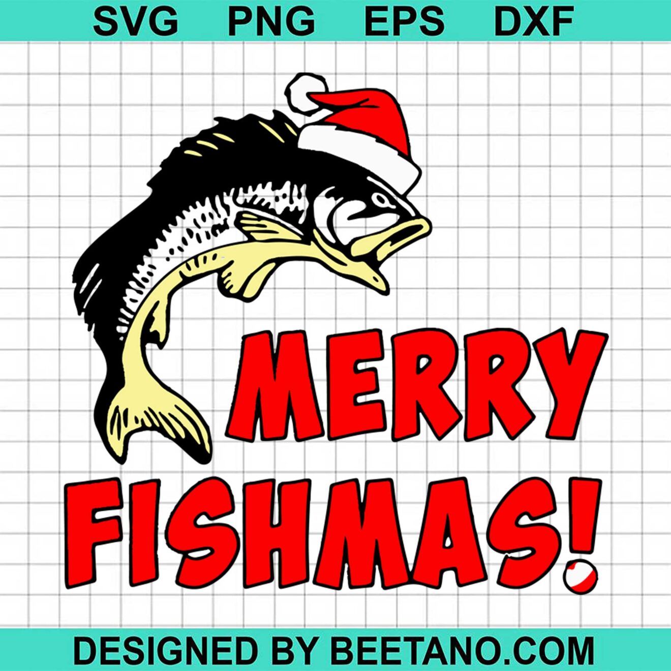 Merry Fishmas SVG, fish with santa hat SVG cut file