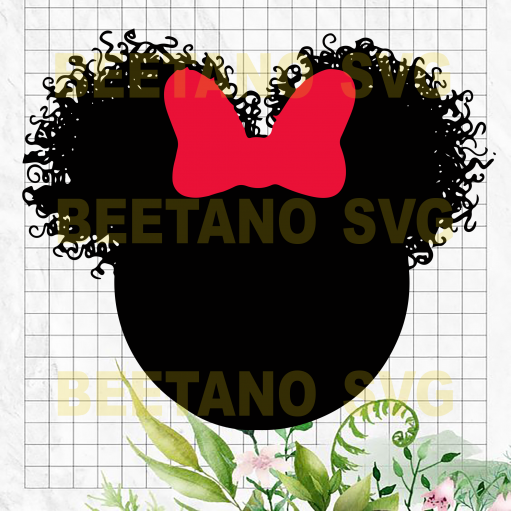 Mickey Afro Svg Files, Mickey Head Svg, Curly Hair Mickey Cutting Files For Cricut, SVG, DXF, EPS, PNG Instant Download