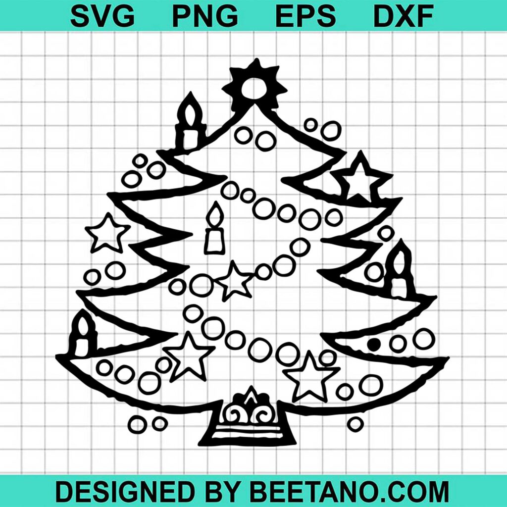 Printable Christmas Tree Decorated SVG cut file for cricut silhouette ...