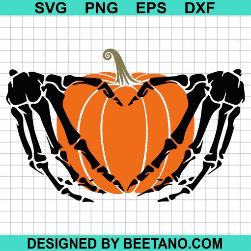 Pumpkin In Skeleton Hands