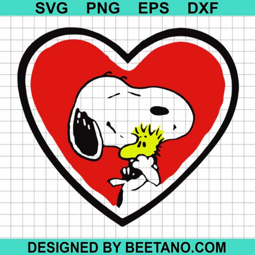 Snoopy Hug Woodstock Heart SVG