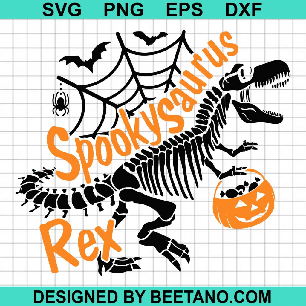 Spooky Saurus Rex SVG, Halloween Dinosaur SVG, Happy Halloween SVG