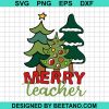 Tree Pine Merry Teacher Christmas Svg