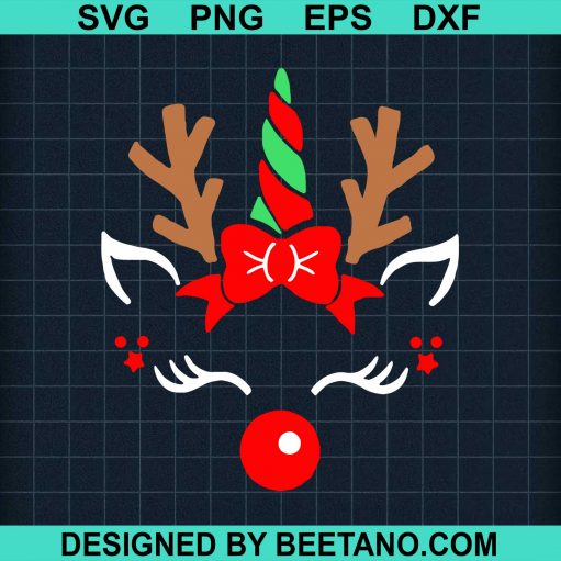 Unicorn face reindeer antlers christmas funny pet kids