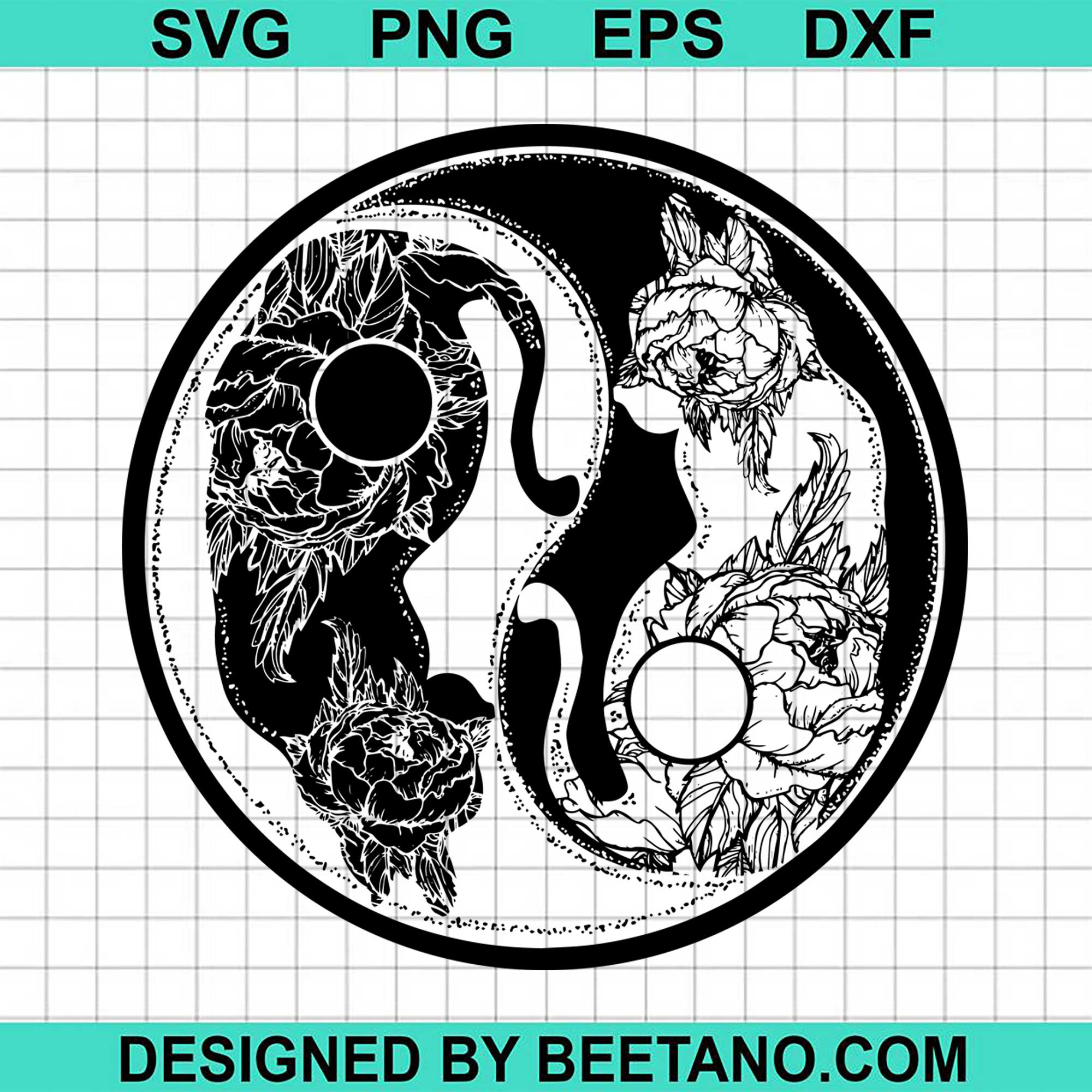 Ying Yang Mandala Cat SVG cut file for cricut silhouette machine make