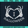I Love Halloween Heart Skull Svg