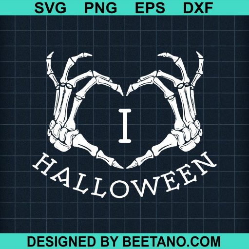 I love halloween heart skull svg