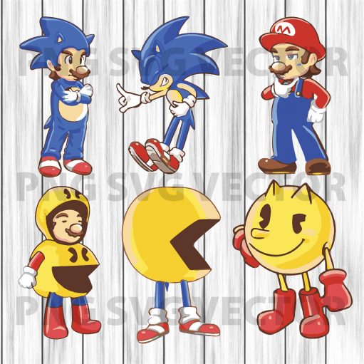 Mario sonic pacman svg
