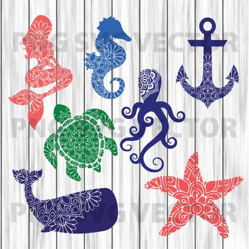 Mandala Sea creature svg, sea creature clipart, sea animal svg, sea ...