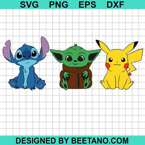 Stitch Pikachu Baby Yoda Svg