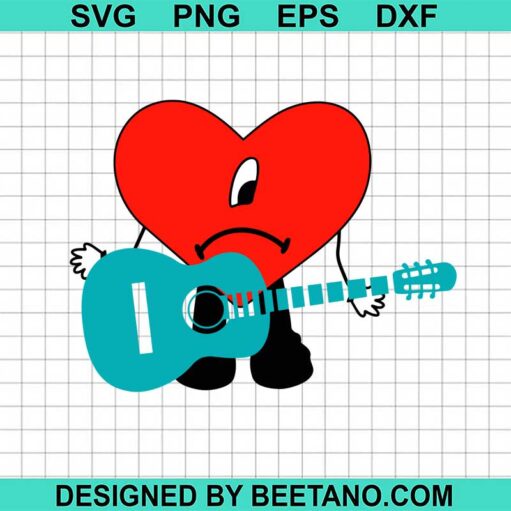 Bad Bunny Sad Heart With Guitar SVG