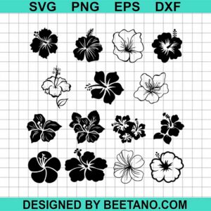 Tropical Hibiscus Flower SVG, Hibiscus Bundle SVG, Hawaiian Flower SVG