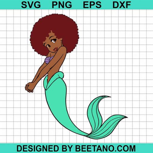 Afro Black Mermaid Svg