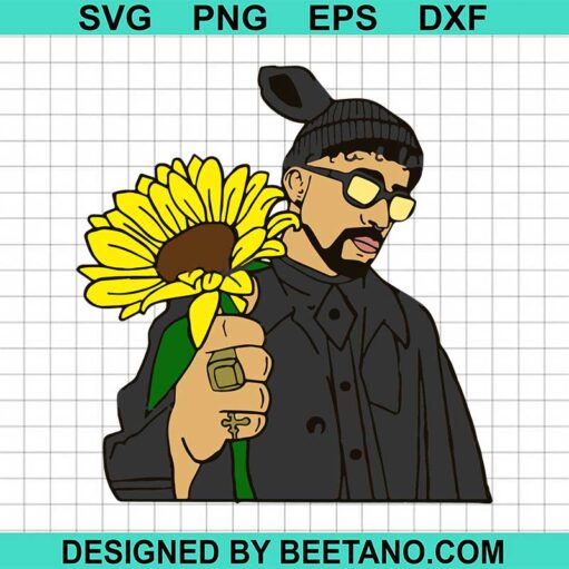 Bad Bunny With Sunflower Svg
