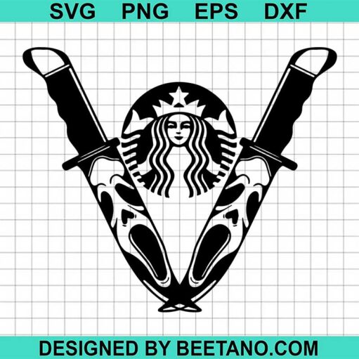 Knife Scream Ghost SVG, Ghostface Starbucks Logo SVG, Halloween Knife SVG