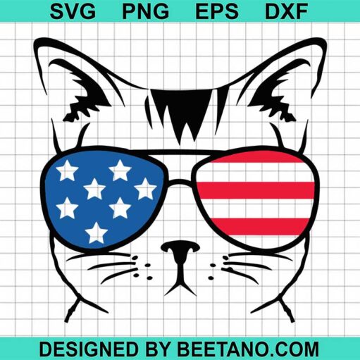 Cat With 4Th Of July Sunglasses Svg