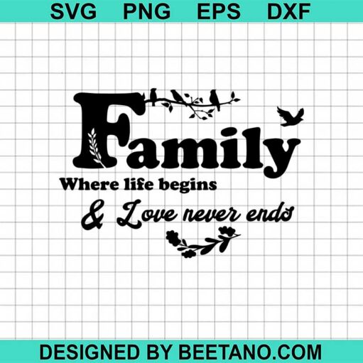 Family Where Life Begins Love Never Ends Svg