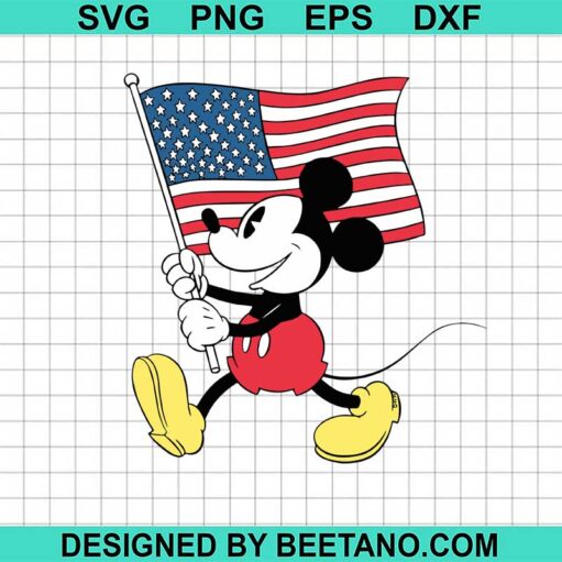 Mickey Mouse With American Flag Svg