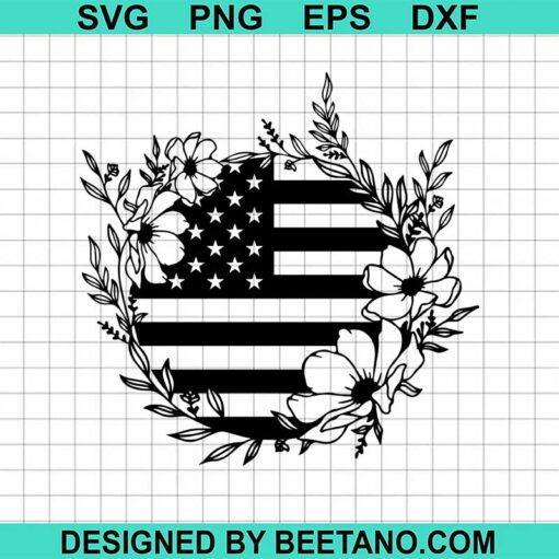 Floral American Flag Svg