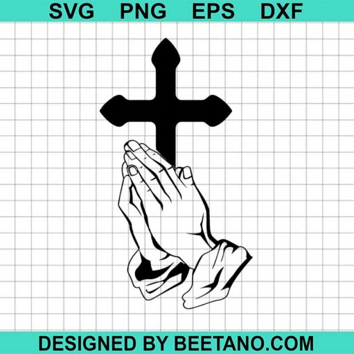 Praying Hands With Cross Svg