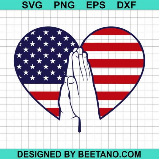 Praying In American Flag Heart Svg