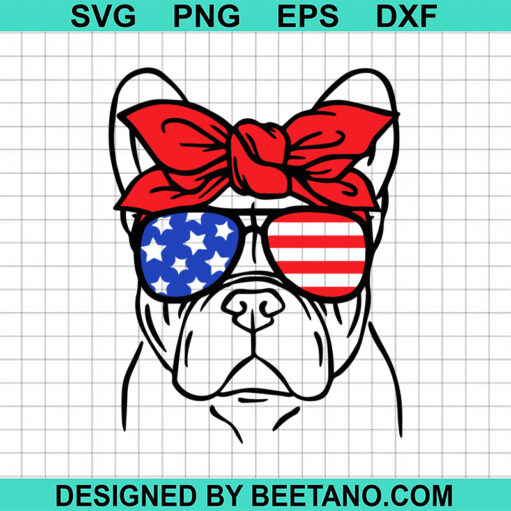 American Flag Sunglasses Dog SVG