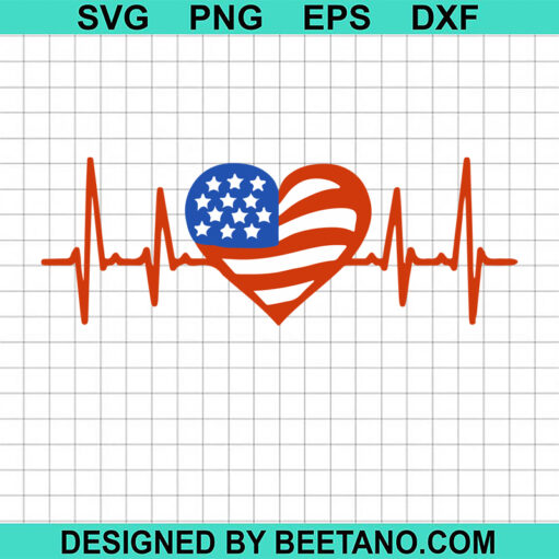 American Flag Heart Beat Svg