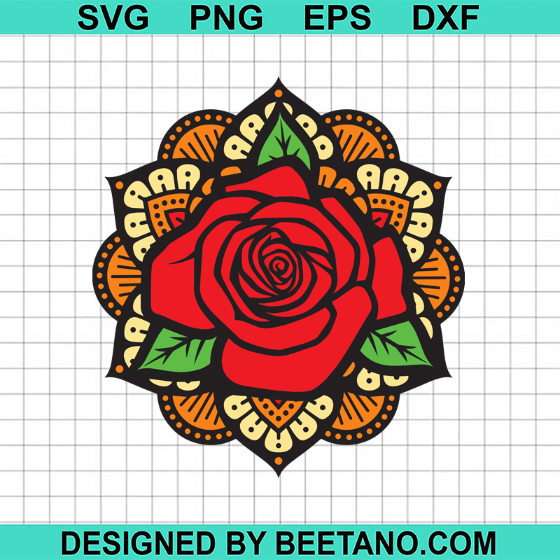 Mandala Rose SVG, Mandala Flower SVG, Mandala SVG