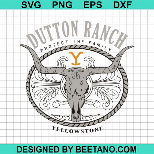 Dutton Ranch Skull Bull Logo Svg