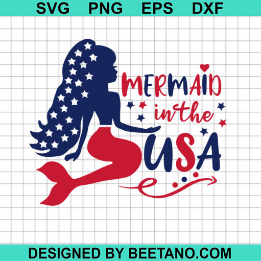 Mermaid In The USA SVG