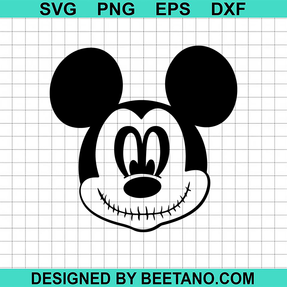 Jack Skellington Mickey Head SVG, Halloween Mickey Mouse SVG