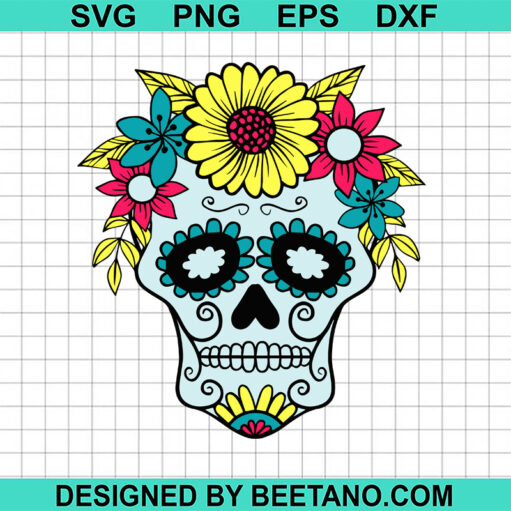Floral Sugar Skull Svg