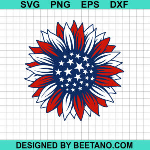 American Flag Sunflower SVG, 4th Of July SVG, Patriotic SVG, Merica SVG