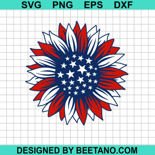 American Flag Sunflower Svg