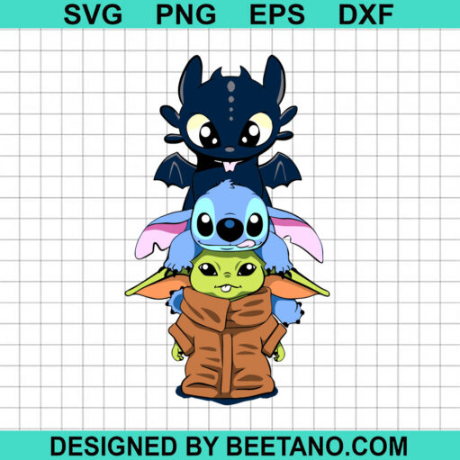 Baby Yoda Stitch And Toothless Svg