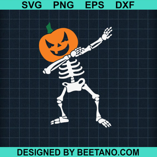 Pumpkin Skeleton Dabbing SVG