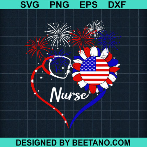 4th Of July Nurse Heart SVG