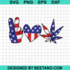4Th Of July Peace Love Weed Svg