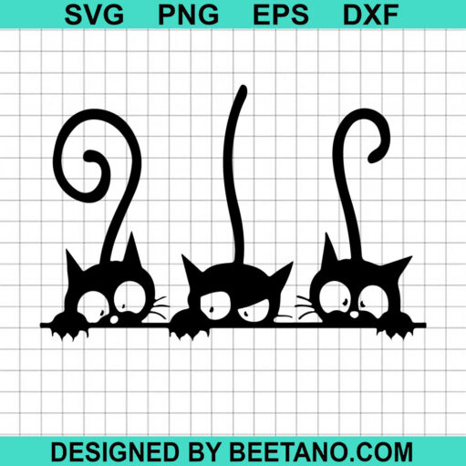 Three Black Cats Svg