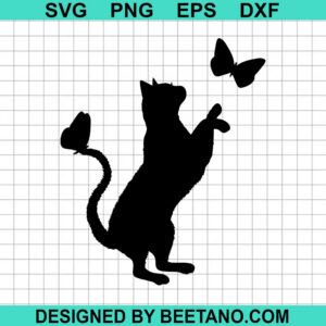 Black Cat And Butterfly Svg