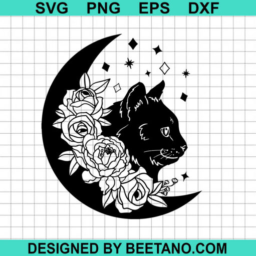 Black Cat On The Moon SVG