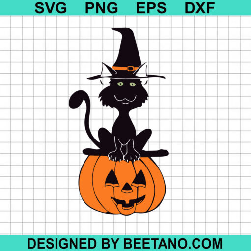 Black Cat With Pumpkin Halloween SVG