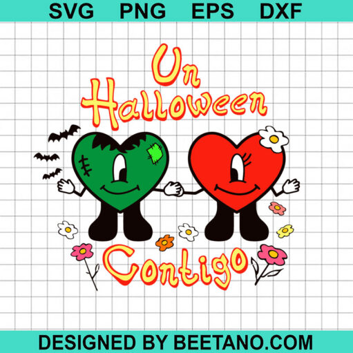 Un Halloween Contigo SVG, Bad Bunny Halloween SVG, Bad Bunny Sad Heart SVG