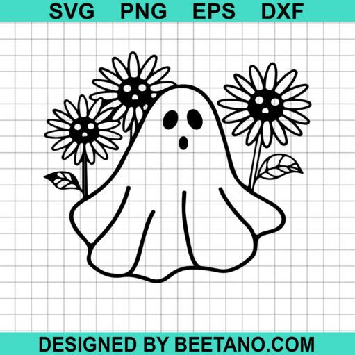 Cute boo flowers SVG, Boo ghost halloween SVG, Cute boo Halloween SVG file