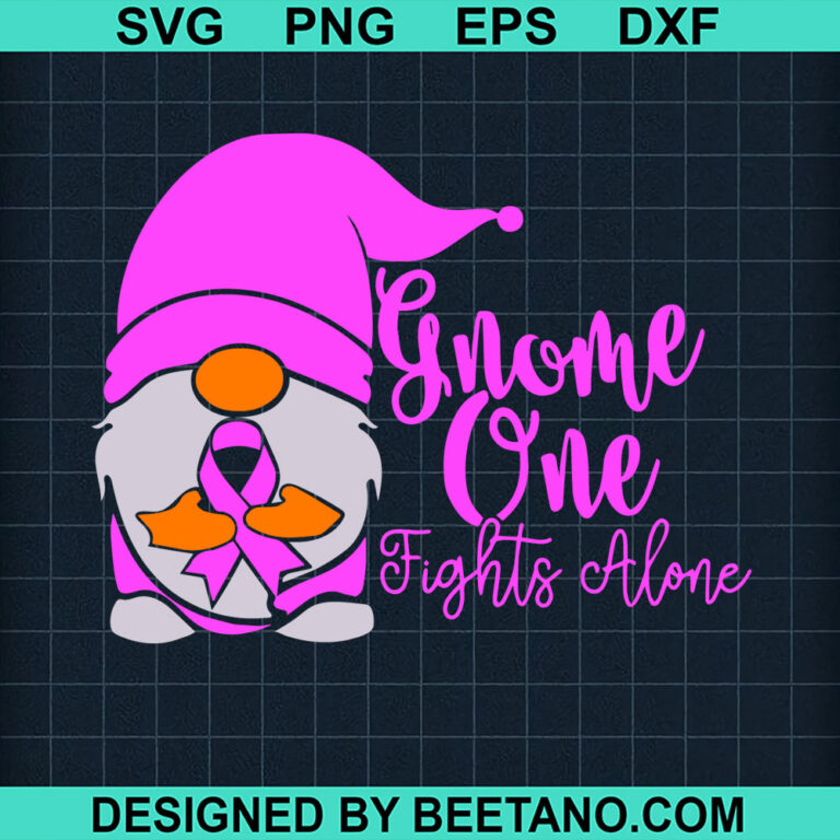 Gnome one fights alone SVG, Gnome Breast cancer SVG, Breast cancer pink