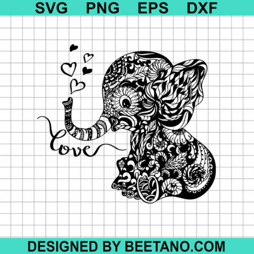 Mandala Baby Elephant Love SVG, Baby Elephant, Mandala Elephant SVG