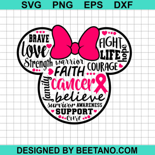 Mickey head Breast cancer SVG, Breast cancer Disney SVG, Disney pink ribbon SVG