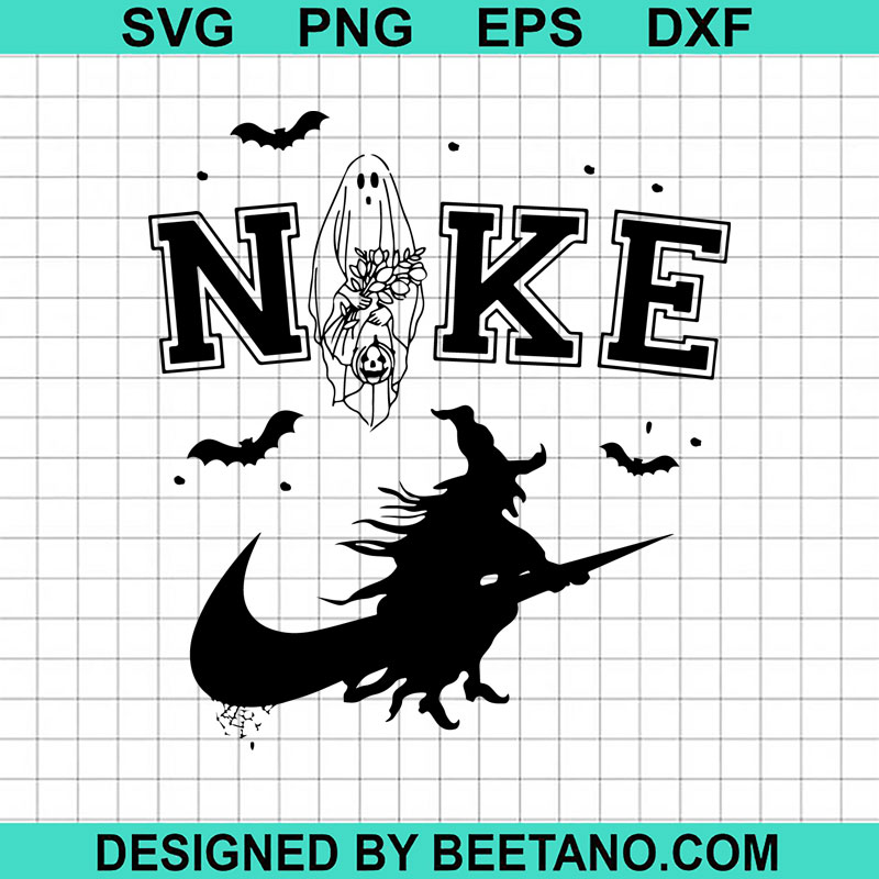 Halloween Witch Nike Logo SVG, Ghost With Nike Logo SVG, Halloween